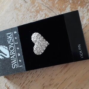 Authentic Swarovski Crystal Swan Stamped Heart Shaped Tack Pin E102